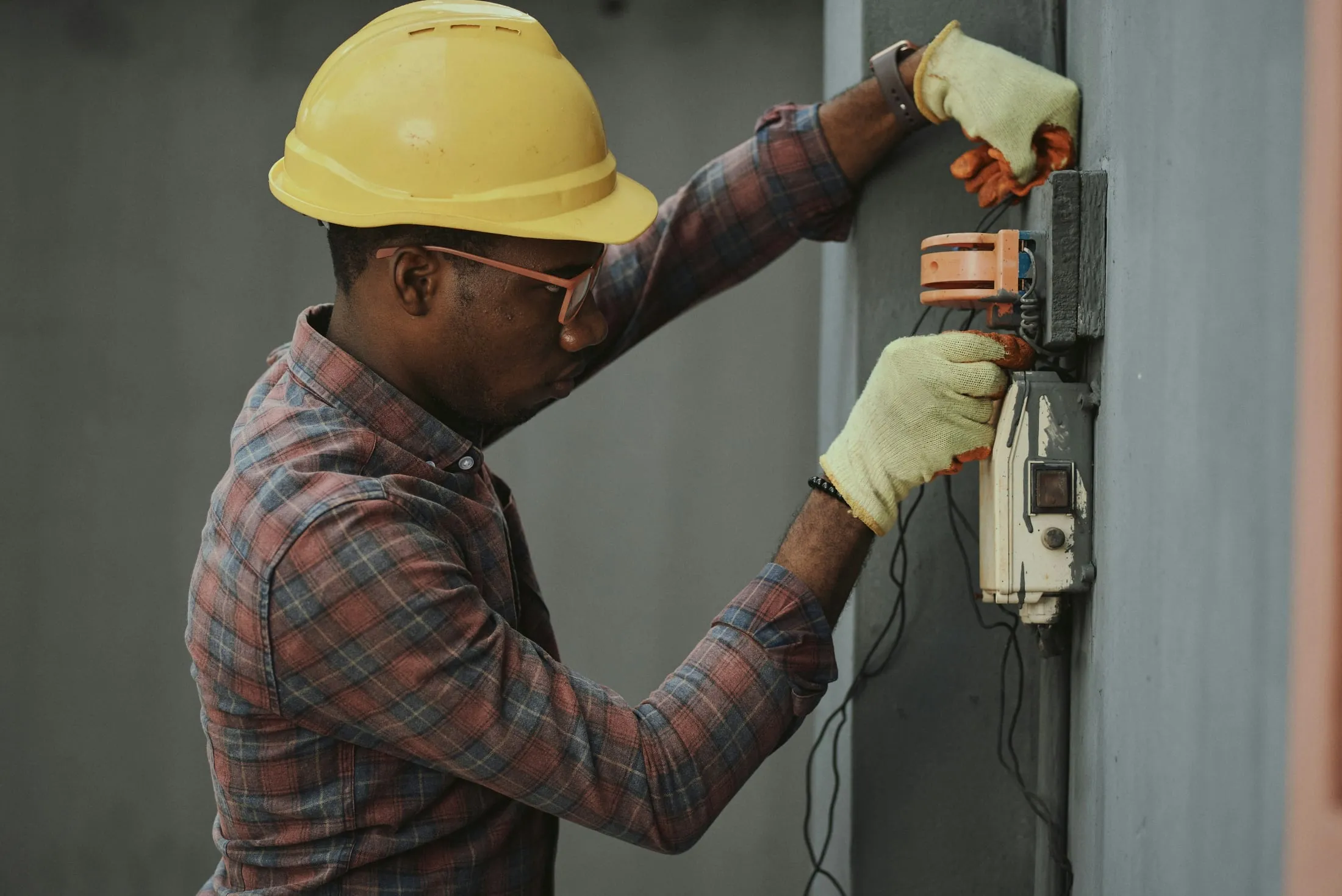 Field service professional reviewing pricing on a tablet at a job site