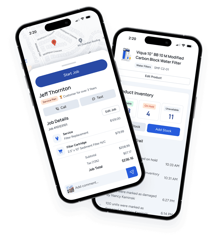 WorkBoss Pay mobile payment screen showing card payment options and payment link sharing